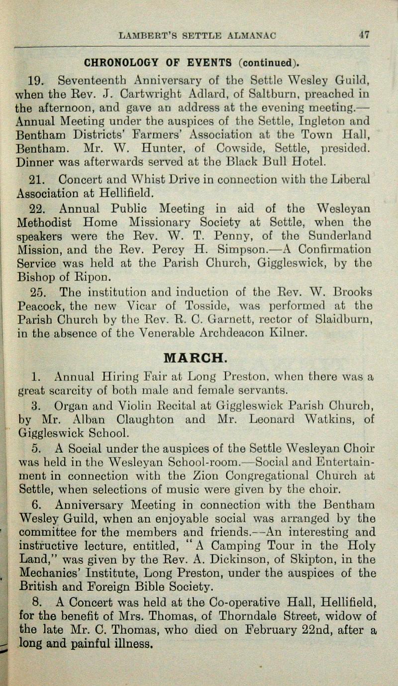 Settle Almanac 1914 - p47.JPG - Lambert's Settle Almanac 1914 - p47 - Chronology of Events - February & March